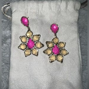 Kendra Scott Greta Earrings in Pink and Gold(ish) stones with gold hardware